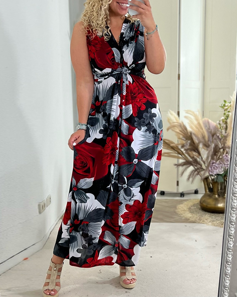 Lydia | Women's Floral Sleeveless V-Neck Summer Maxi Dress