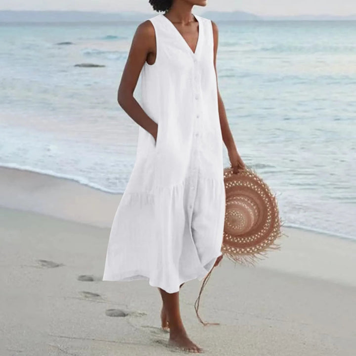 Matilda | Women Button Down Summer Midi Dress Relaxed Fit