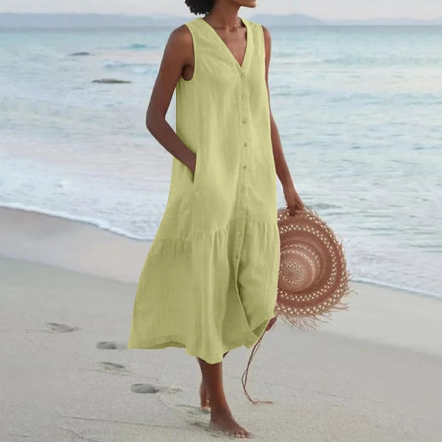 Matilda | Women Button Down Summer Midi Dress Relaxed Fit