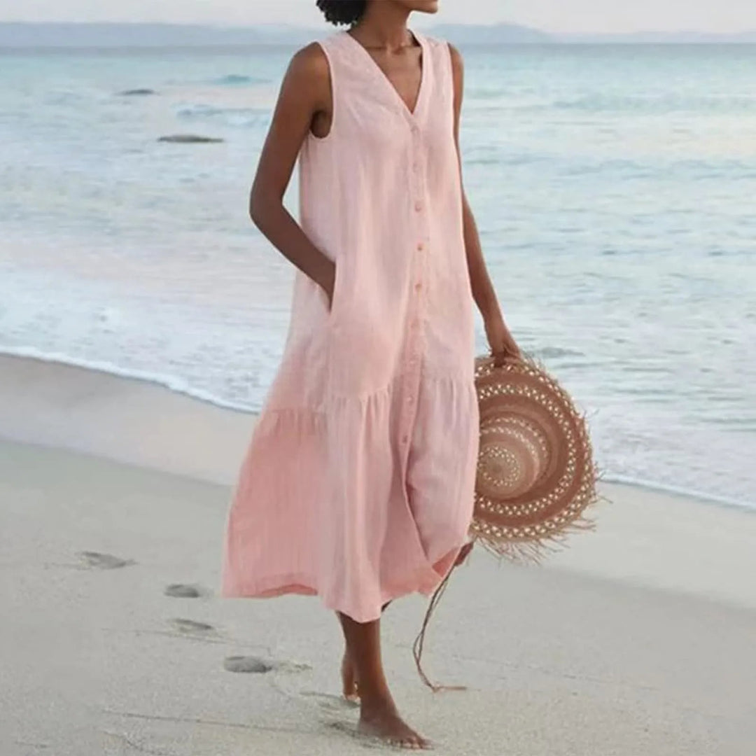 Matilda | Women Button Down Summer Midi Dress Relaxed Fit