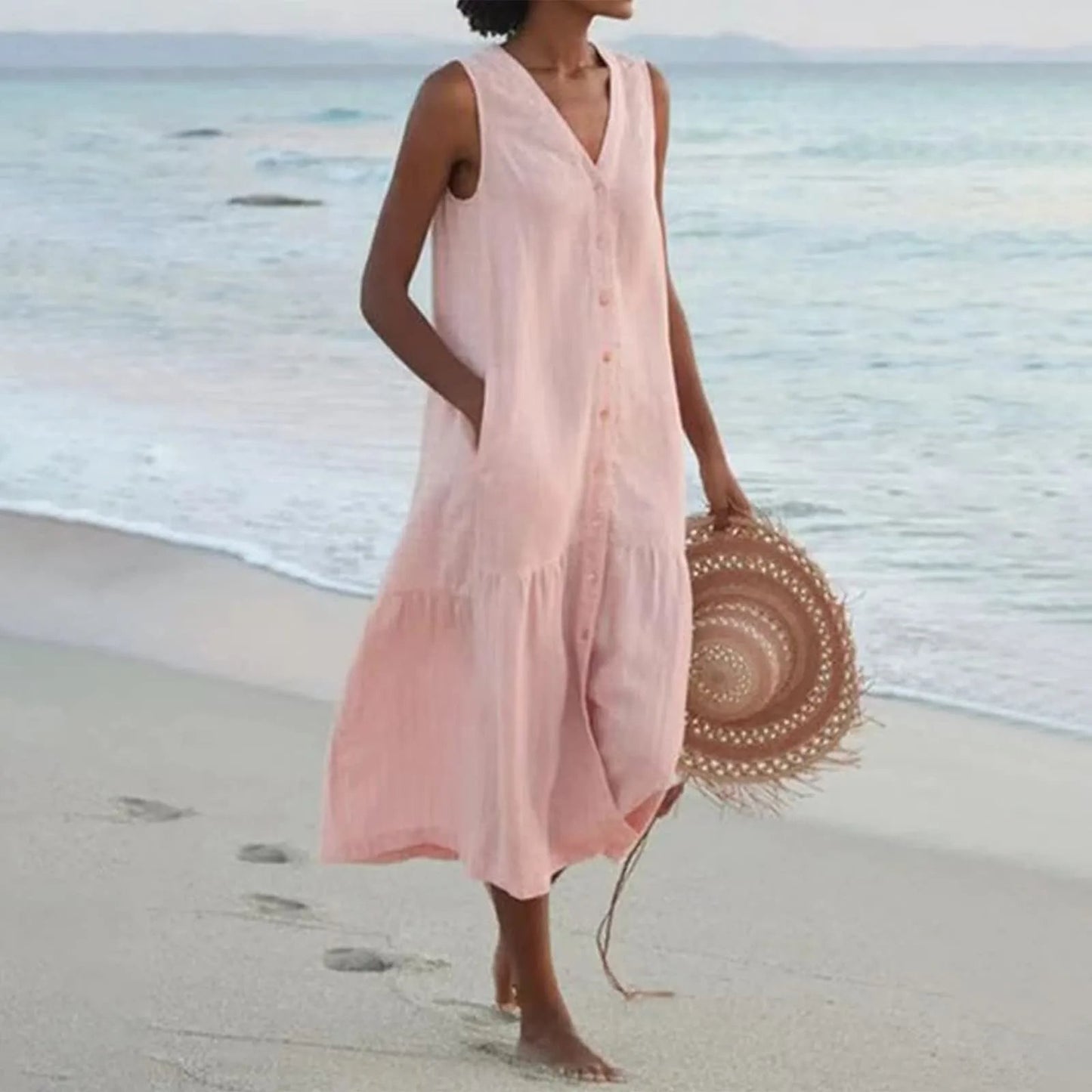 Matilda | Women Button Down Summer Midi Dress Relaxed Fit