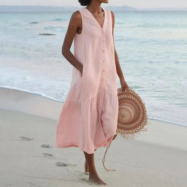 Matilda | Women Button Down Summer Midi Dress Relaxed Fit