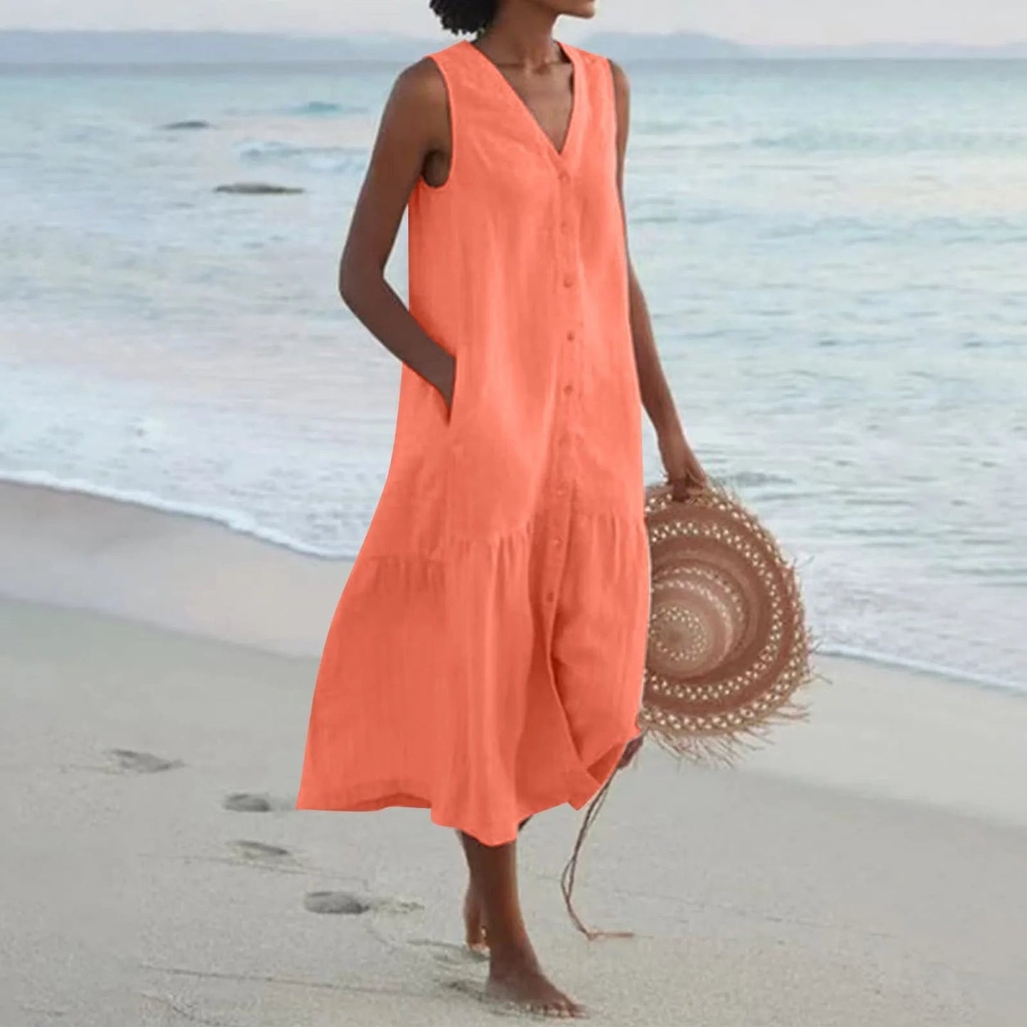 Matilda | Women Button Down Summer Midi Dress Relaxed Fit