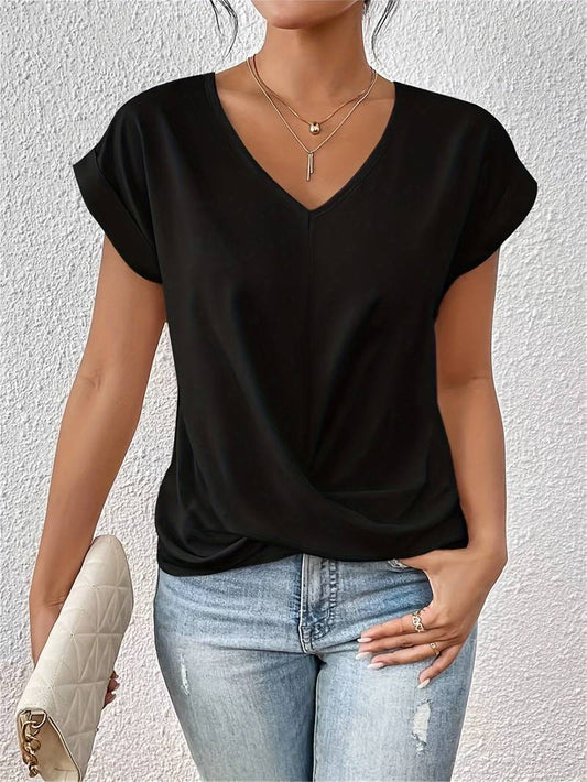 Mirella | Women Short Sleeve Summer Top Twist Detail