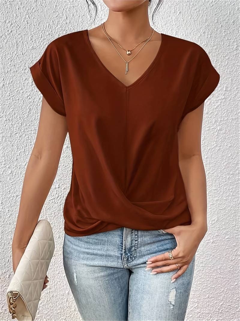 Mirella | Women Short Sleeve Summer Top Twist Detail