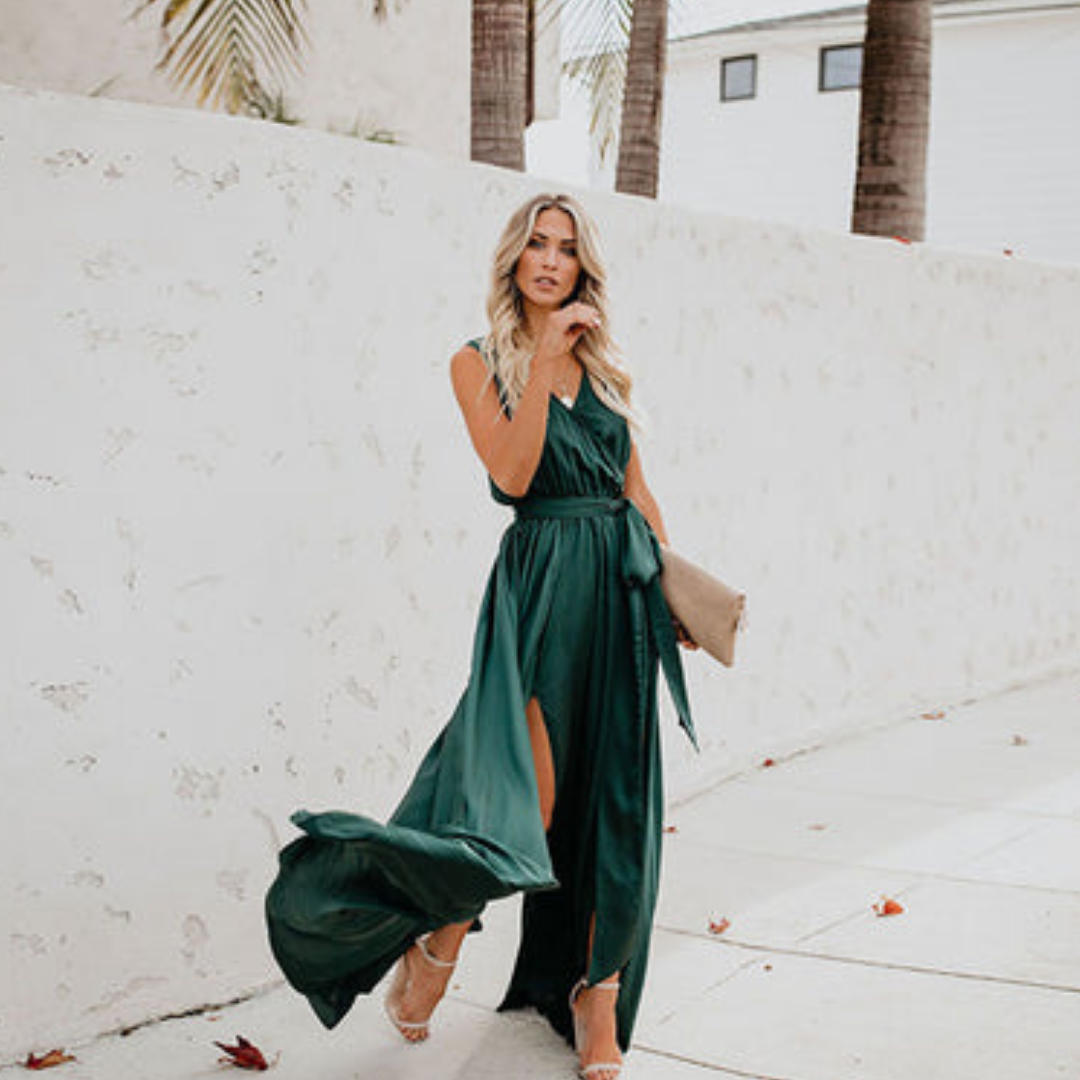 Nora | Women Airy Maxi Dress Side Slit Waist Tie