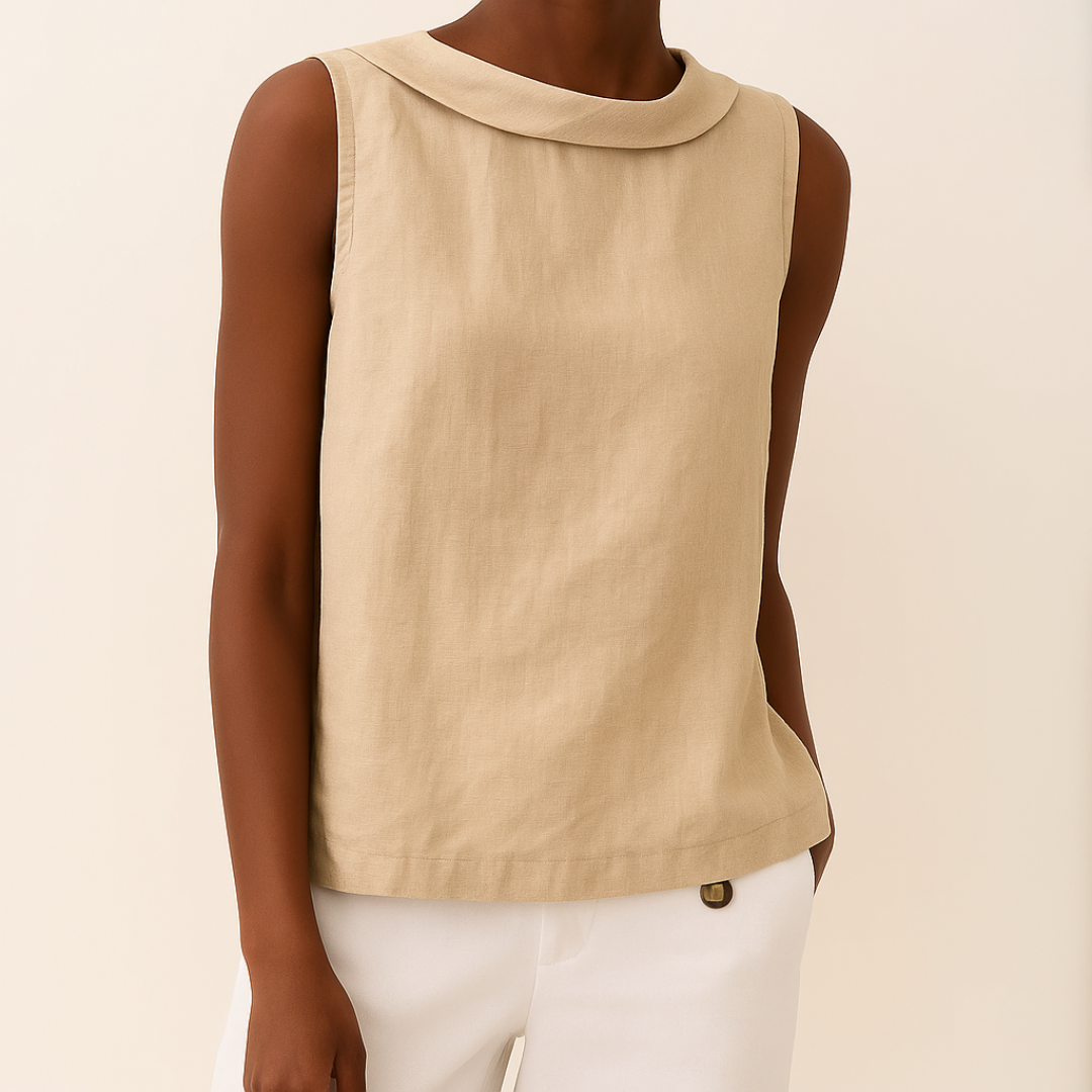 Olivia | Women Sleeveless Roll Collar Top