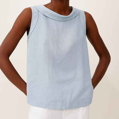 Olivia | Women Sleeveless Roll Collar Top