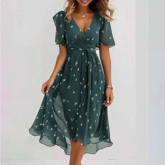 Poppy | Women's Floral Wrap V-Neck Summer Dress