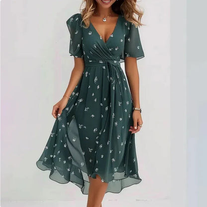 Poppy | Women's Floral Wrap V-Neck Summer Dress