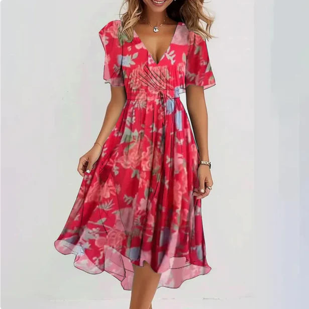 Poppy | Women's Floral Wrap V-Neck Summer Dress