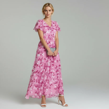 Quincy | Women Maxi Dress Floral Chiffon Elegant