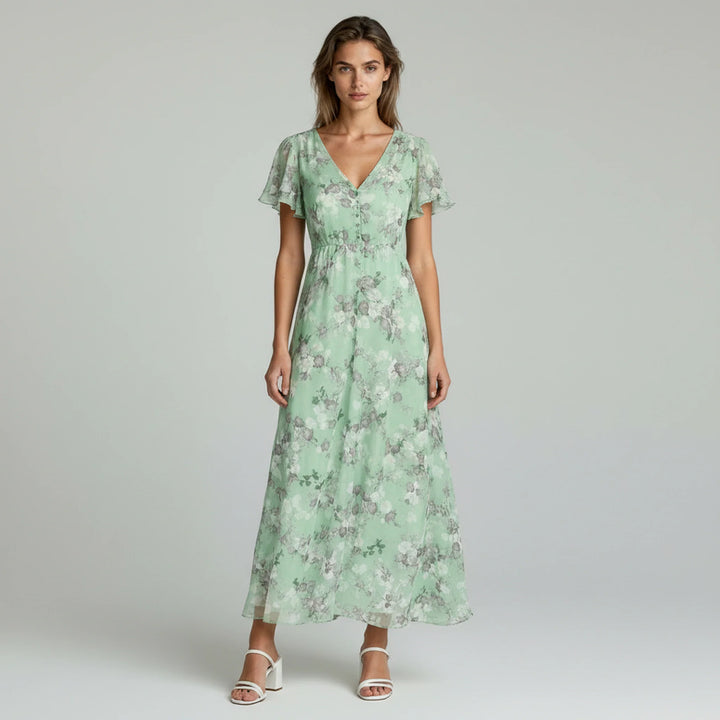 Quincy | Women Maxi Dress Floral Chiffon Elegant
