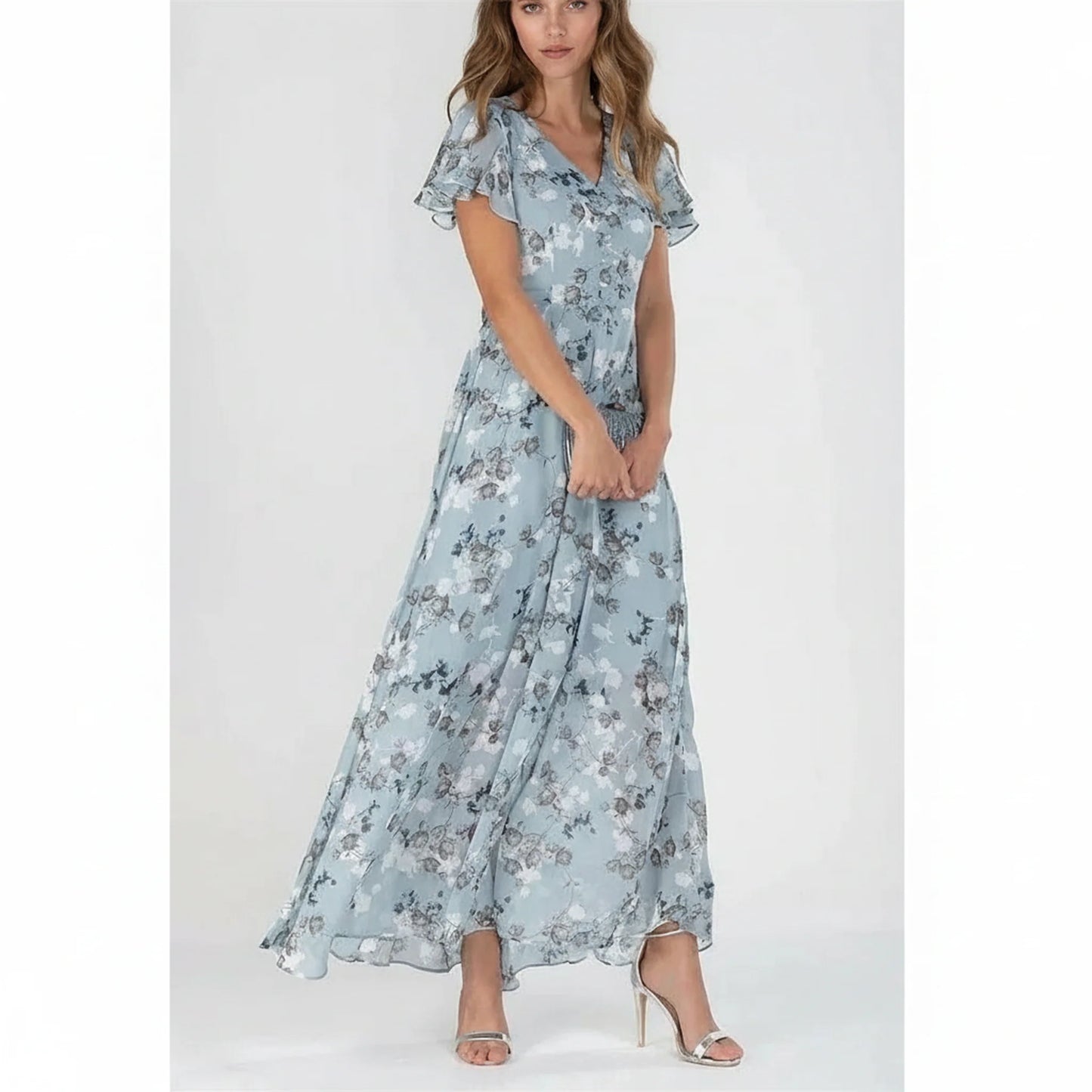 Quincy | Women Maxi Dress Floral Chiffon Elegant