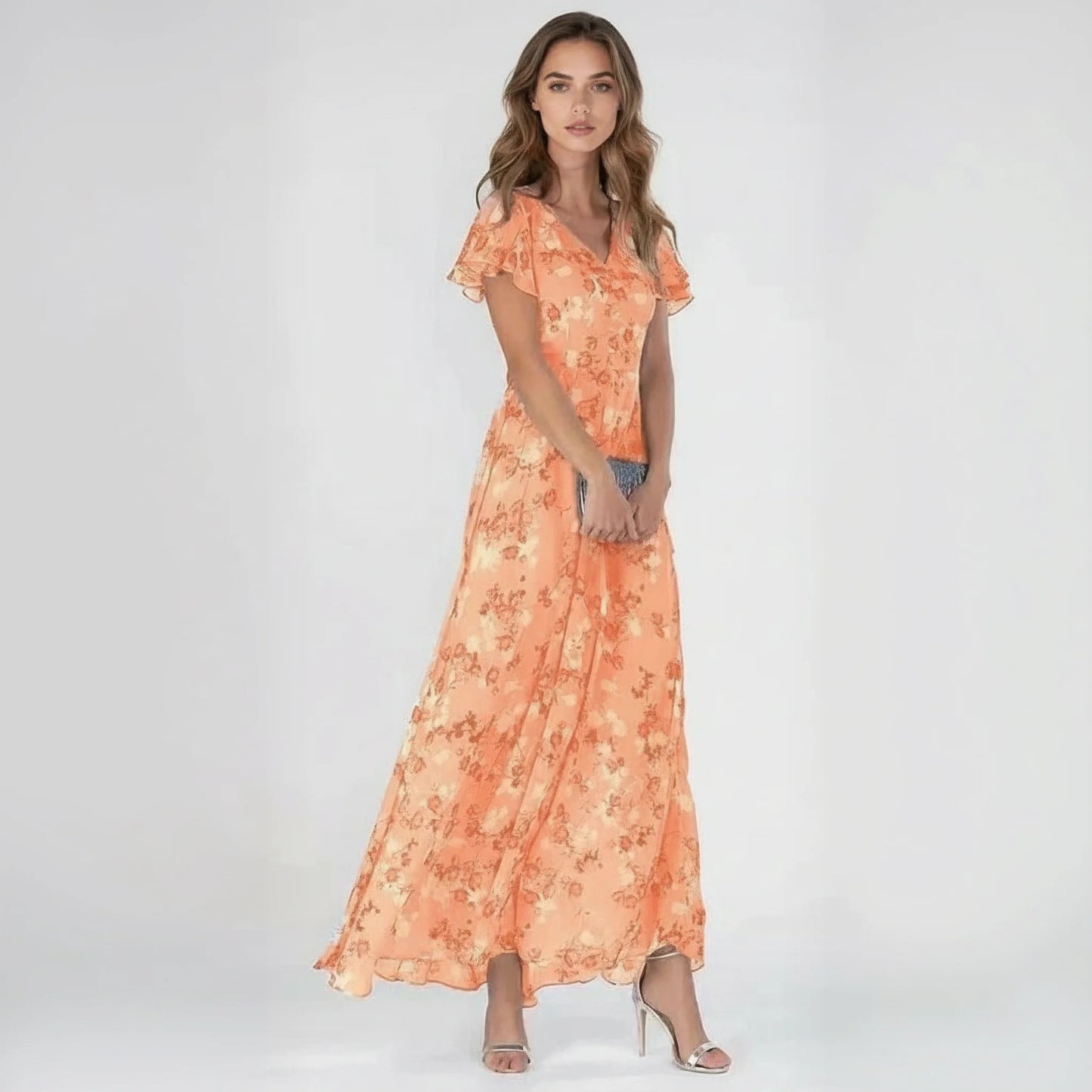 Quincy | Women Maxi Dress Floral Chiffon Elegant