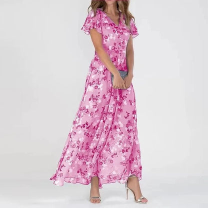 Quincy | Women Maxi Dress Floral Chiffon Elegant