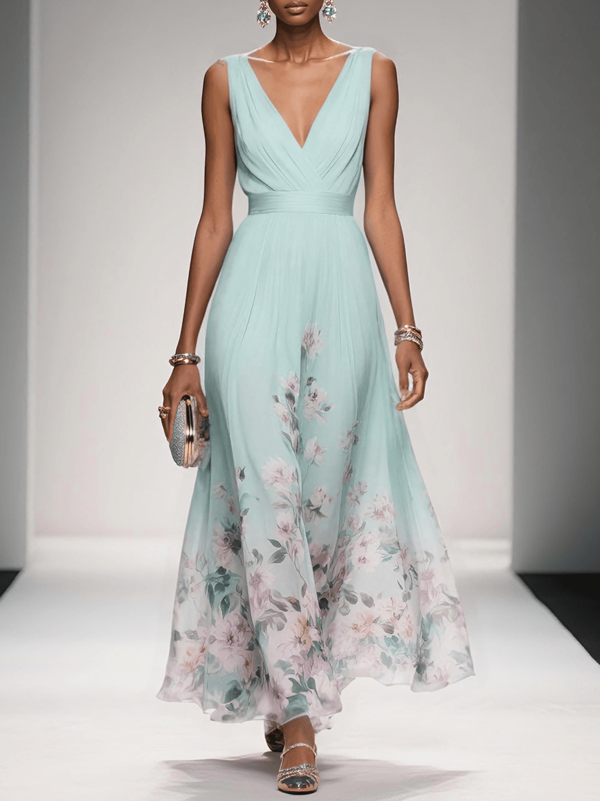 Rosalind | Women Floral Print Wedding Guest Midi Dress