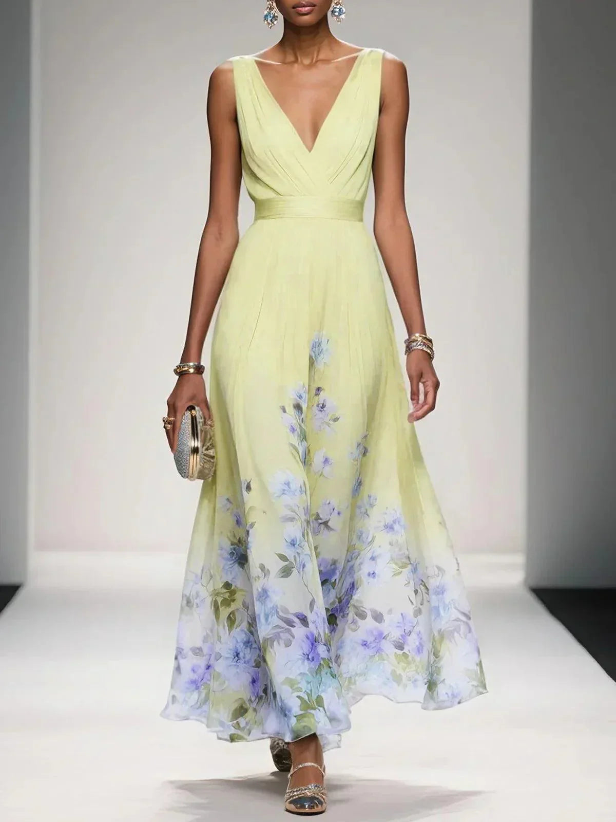 Rosalind | Women Floral Print Wedding Guest Midi Dress