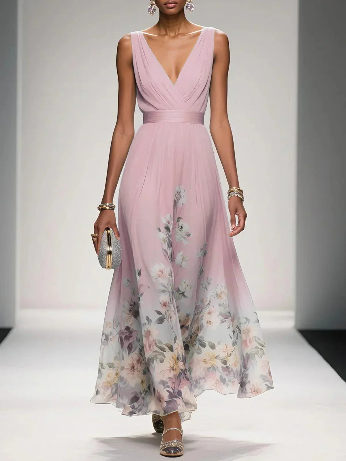 Rosalind | Women Floral Print Wedding Guest Midi Dress