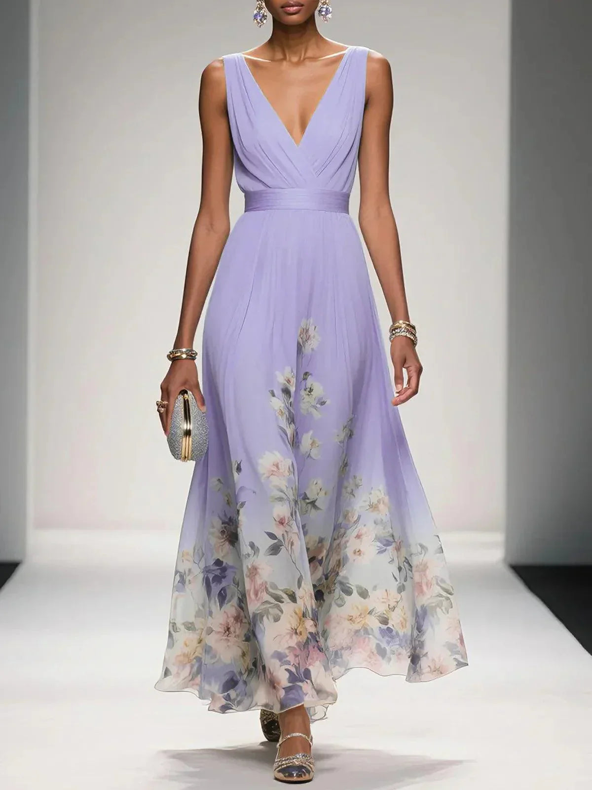 Rosalind | Women Floral Print Wedding Guest Midi Dress