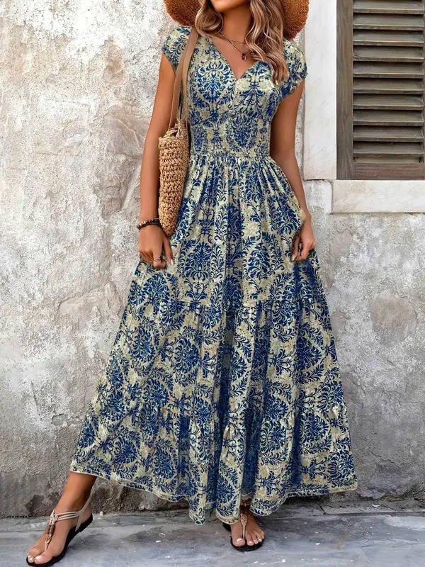 Rose | Women's Summer Boho Smocked Maxi Dress