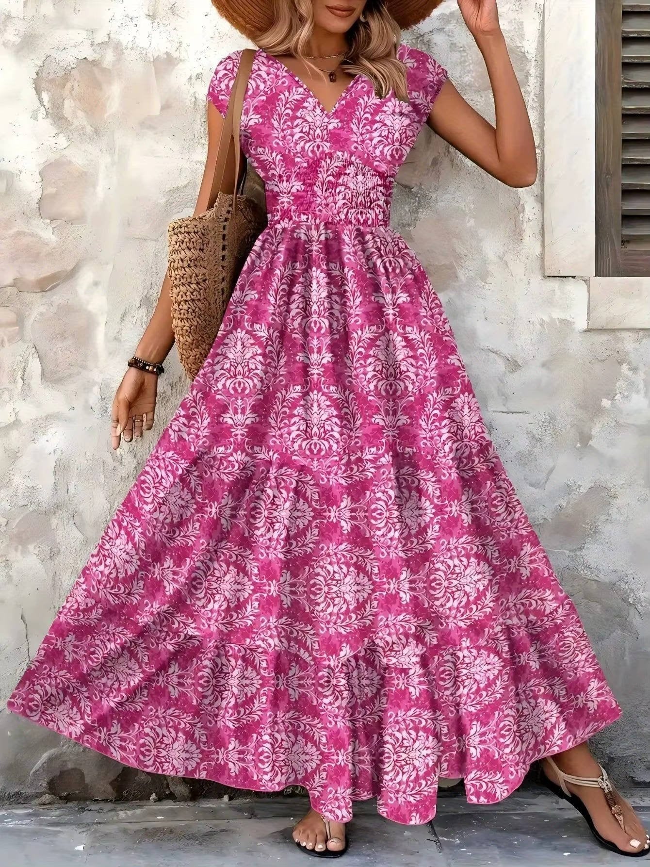 Rose | Women's Summer Boho Smocked Maxi Dress