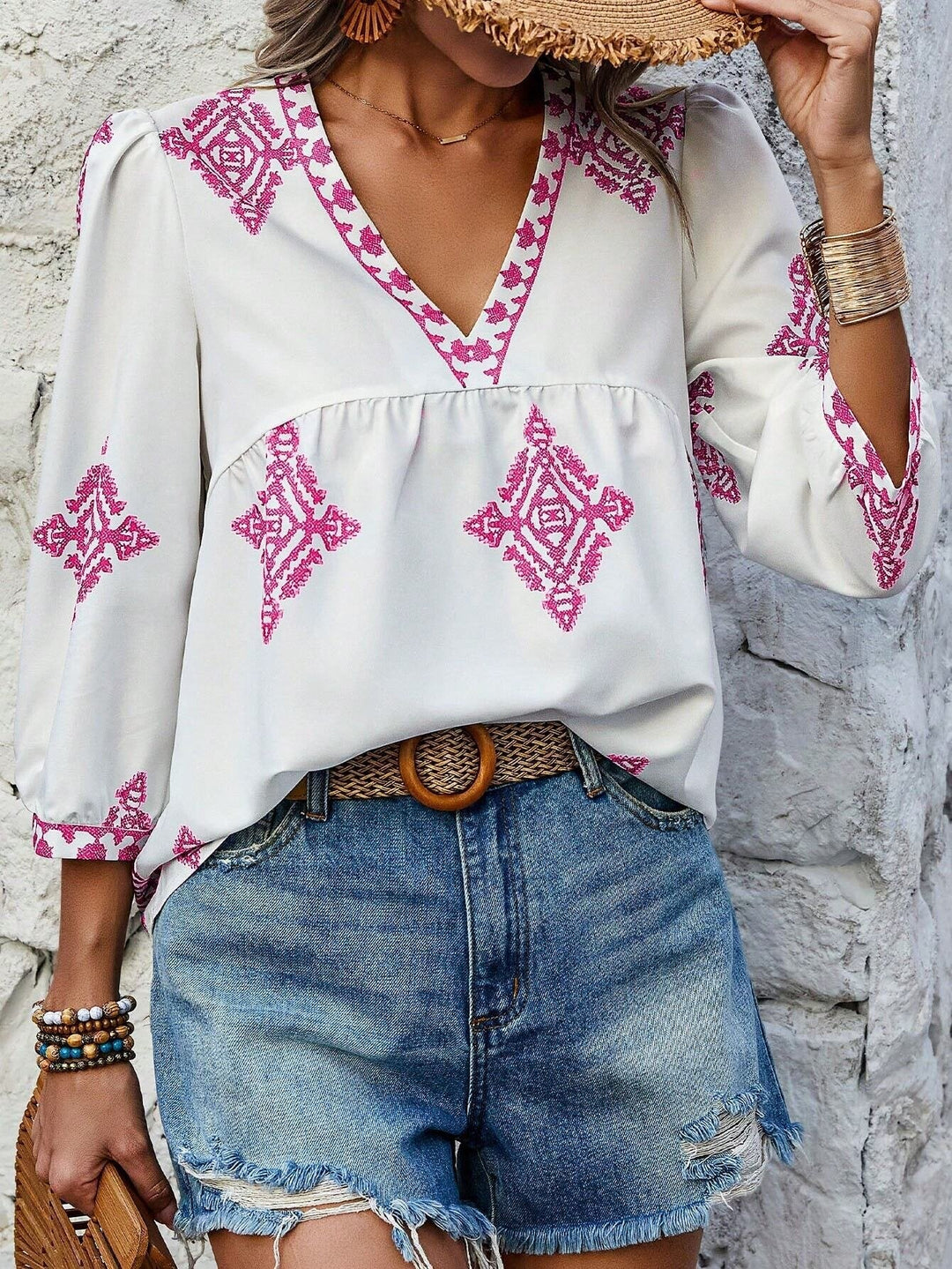 Saskia | Effortless Women Boho Embroidered Blouse