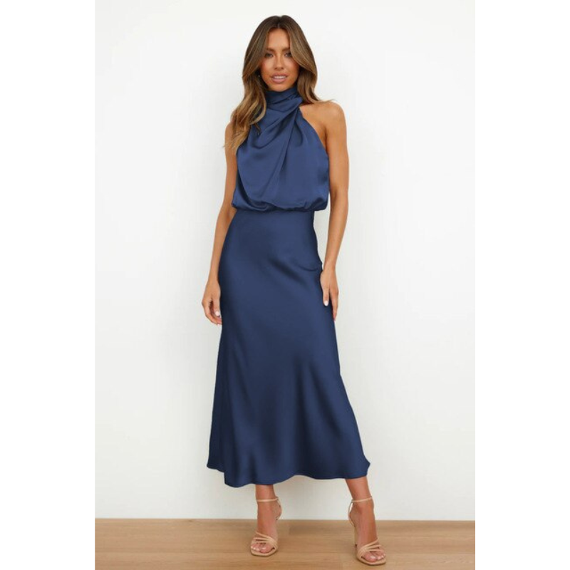Seraphina | Women Halter Neck Evening Midi Dress Flattering Fit