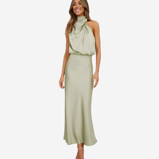Seraphina | Women Halter Neck Evening Midi Dress Flattering Fit