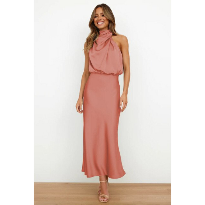 Seraphina | Women Halter Neck Evening Midi Dress Flattering Fit