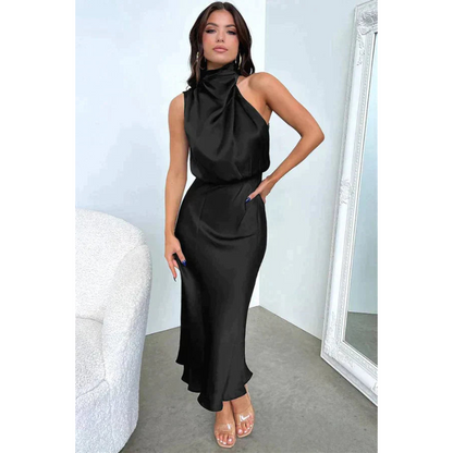 Seraphina | Women Halter Neck Evening Midi Dress Flattering Fit