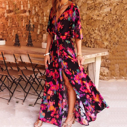 Tallulah | Elegant Women Floral Wrap Maxi Dress