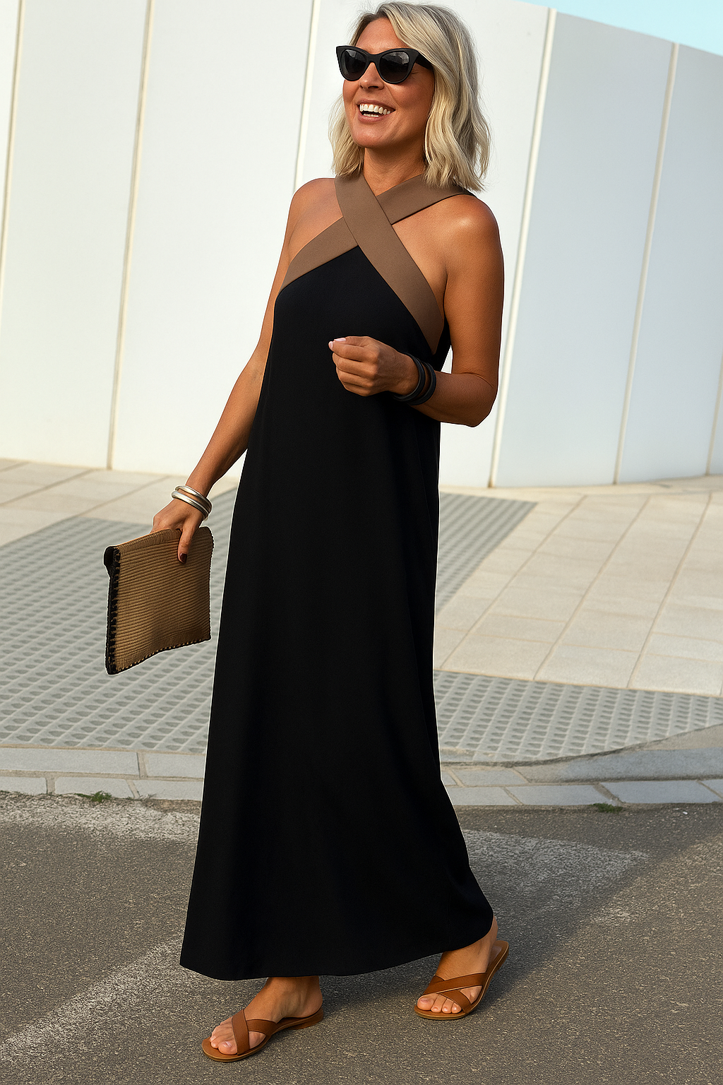Thalassa | Women's Cross Front Sleeveless Maxi Summer Dress