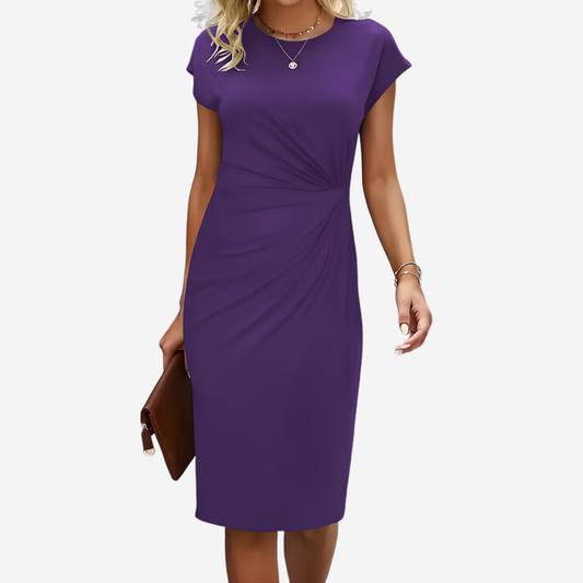 Victoria | Women Short Sleeve Formal Midi Dress Tailored Fit