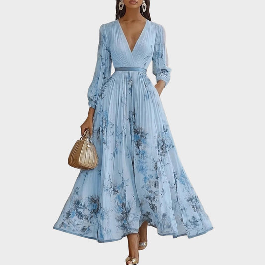 Willow | Women Elegant Maxi Dress Pleated Floral