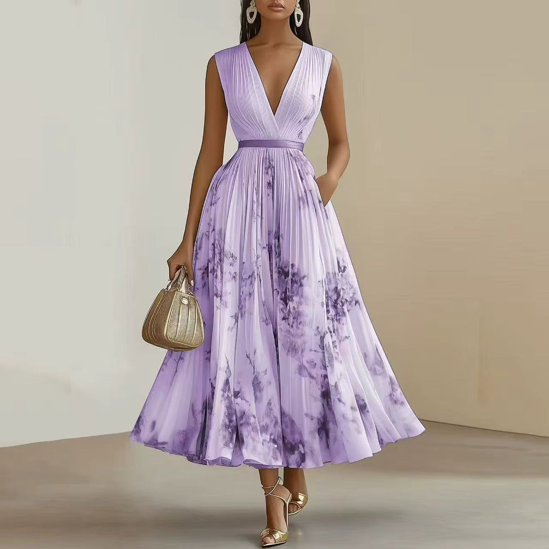 Willow | Women Elegant Maxi Dress Pleated Floral