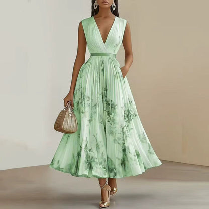 Willow | Women Elegant Maxi Dress Pleated Floral