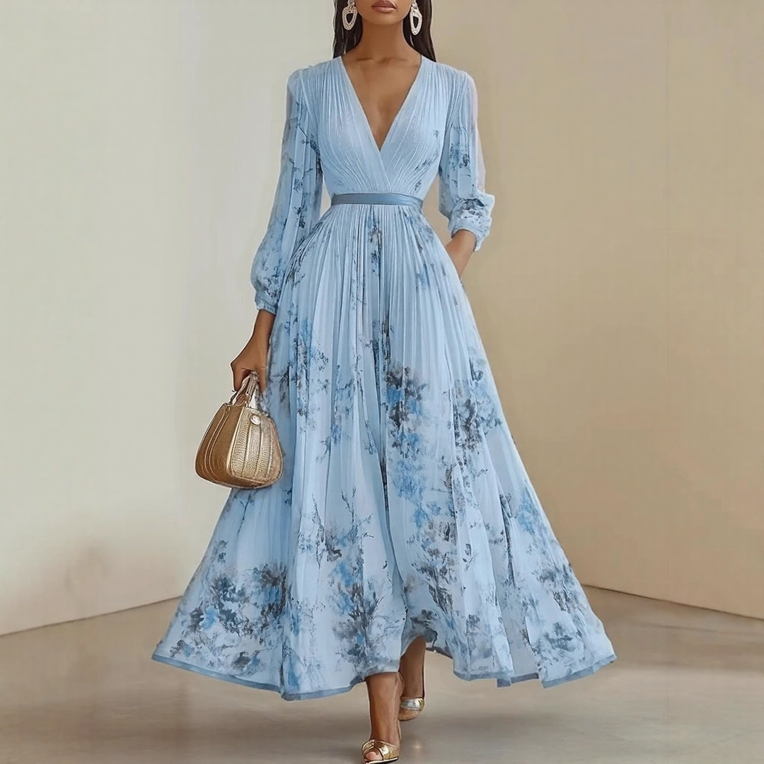Willow | Women Elegant Maxi Dress Pleated Floral
