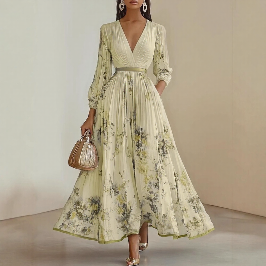 Willow | Women Elegant Maxi Dress Pleated Floral
