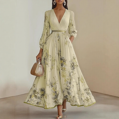 Willow | Women Elegant Maxi Dress Pleated Floral