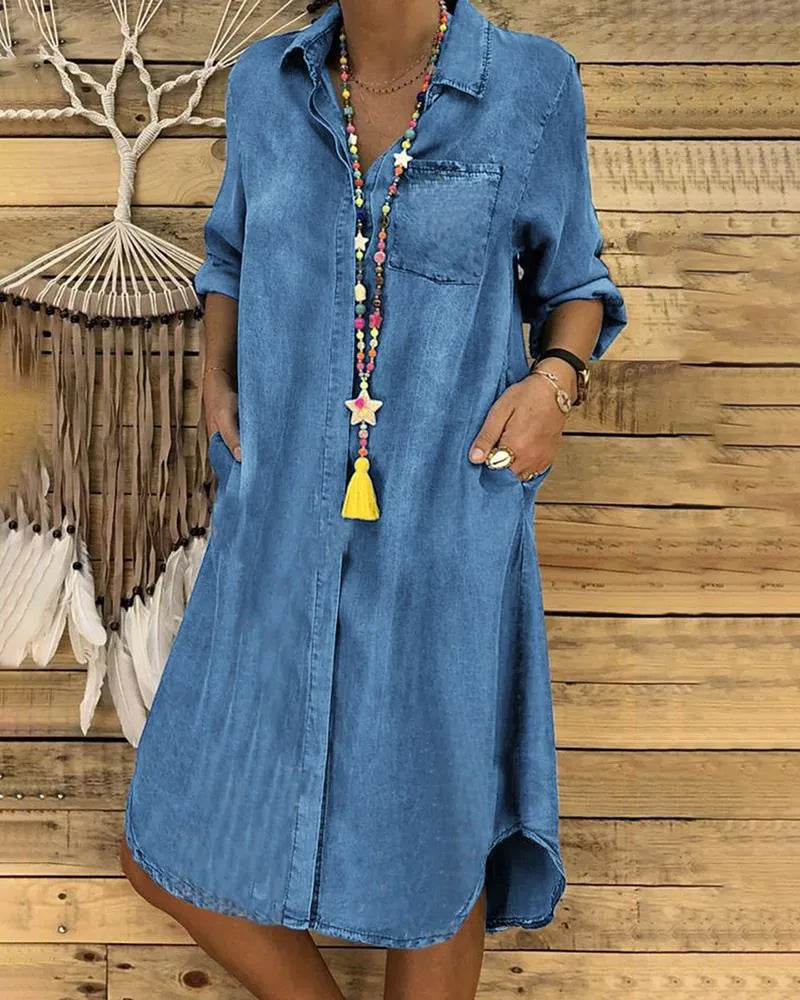 Xanthe | Stylish Women's Casual Denim Shirt Summer Dress