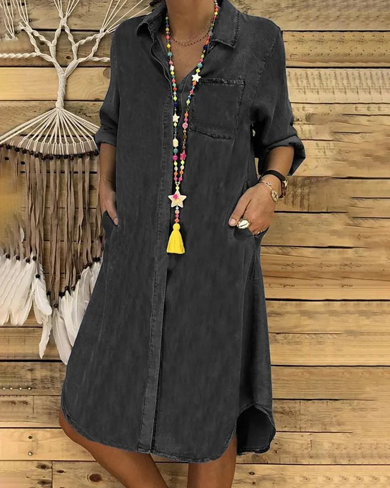 Xanthe | Stylish Women's Casual Denim Shirt Summer Dress
