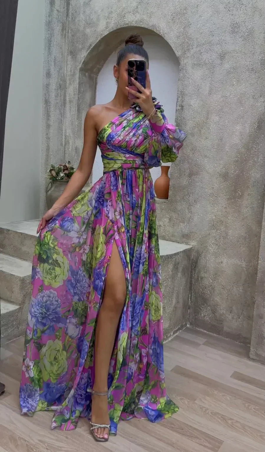Xanthe | Women Shoulder Maxi Dress Floral Flowy