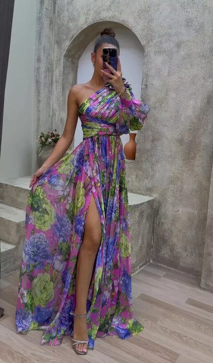 Xanthe | Women Shoulder Maxi Dress Floral Flowy