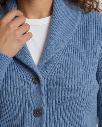 Beatrice cardigan collar and button detail close-up