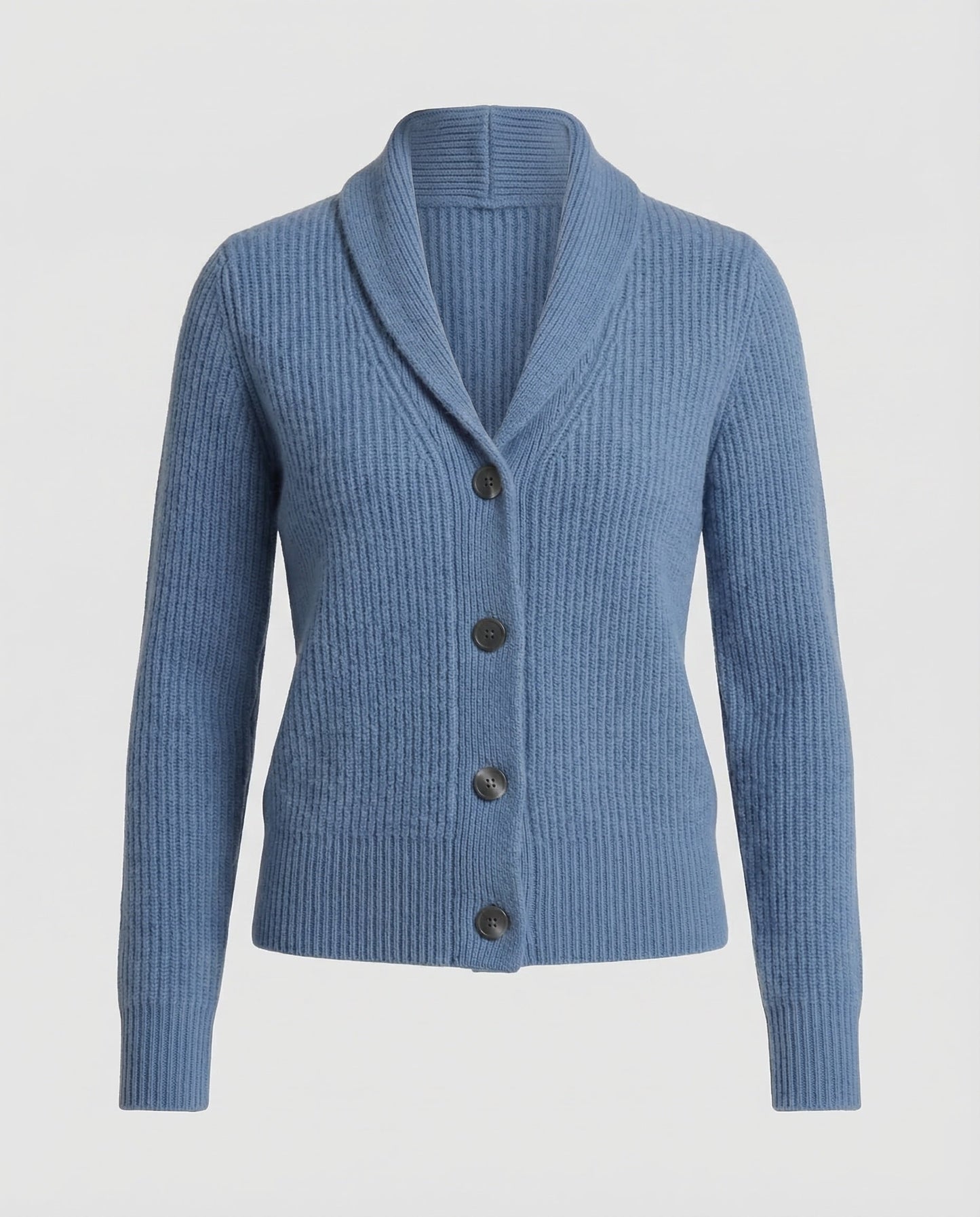 Beatrice shawl collar ribbed cardigan, flat product shot