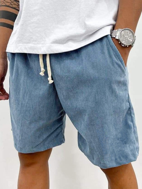 Finn corduroy drawstring shorts in blue, back view