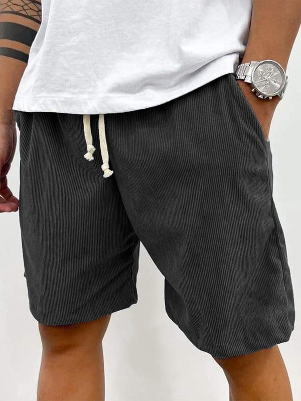 Finn corduroy drawstring shorts in charcoal, back view