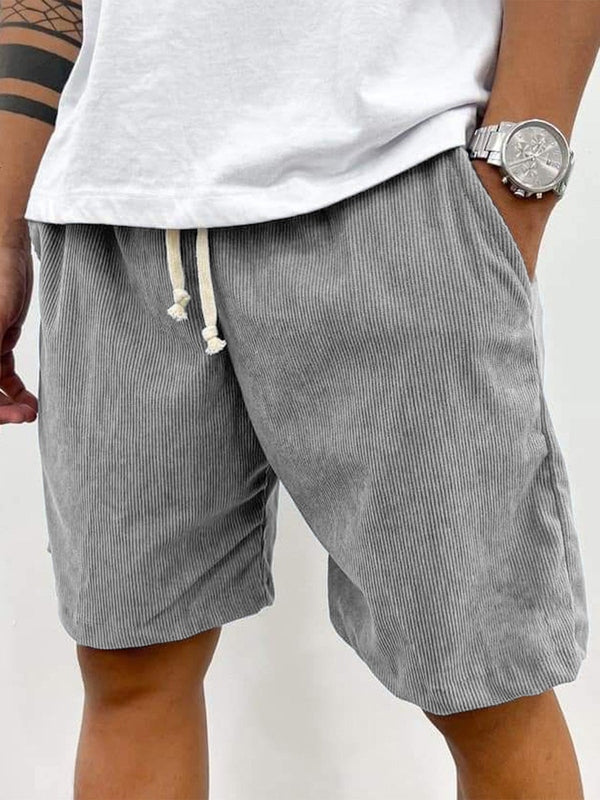 Finn corduroy drawstring shorts in grey, back view