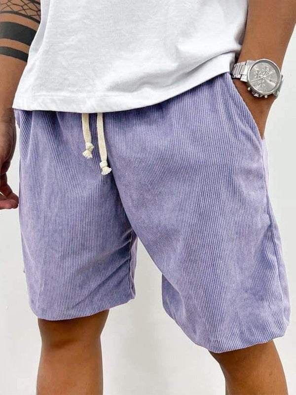 Finn corduroy drawstring shorts in lilac, back view